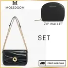Crossbody Bag Small Shoulder Purse with Chain Strap Clutch + Zip Wallet Set