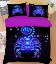 3D Scorpio 45 Bed Pillowcases Quilt Duvet Cover Set Single Queen King AU Cobb