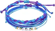 [SOESFOUFU] Fashion Bangle Handmade Bracelets 3pcs Boho Anklet Wrist Chain Hand Woven Mixed Colors