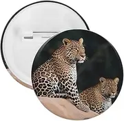 [YTLKGFP] Buttons Badge 5 Pcs African Leopard on Rock Printed Button Pins Decorations Tinplate Round Badge for Clothes Bags Hats Jeans And More, 2.3 inch, plastic tinplate, no gemstone