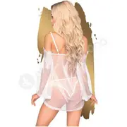 Penthouse Lingerie White Lip Smacker Chemise With Thong