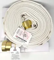 Fire Hose (1 pack), Coiled, Brass-Plated Aluminum Couplings, TPU Lining CCC Cert