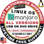 MANJARO LINUX OS / DVD/USB Flash Drive / CINNAMON, PLASMA, XFCE, GNOME, BUDGIE