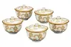 Kutani yaki Japanese Green Tea Cup Kumidashi Set Lid Shirochibu arabesque Japan