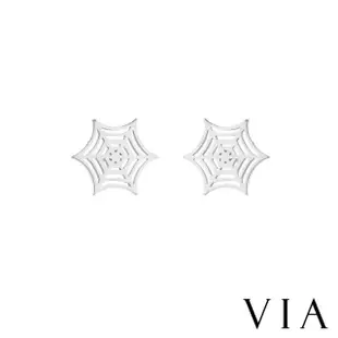 【VIA】白鋼耳釘 白鋼耳環 縷空耳釘 蜘蛛網耳釘/節日系列 縷空蜘蛛網造型白鋼耳釘(鋼色)