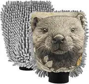 XYMZR Absorbent Microfiber Car Wash Mitt Beaver Flower Cute, Funny Cute Anime Scratch Free for Cars Cleaning, Home Cleaning Mitts, 2 Pack, 10.24” L x 7.09” W