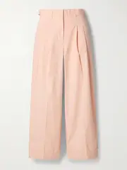 [Proenza Schouler White Label] Proenza Schouler White Label - Kyle Cropped Pleated Cotton-poplin Wide-leg Pants - Pastel pink - US6 US 6 Pink