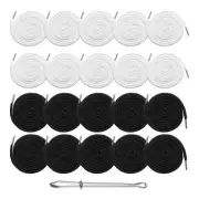 20pcs Drawstring Cords 51" Replacement Drawstring with Threader, White+Black