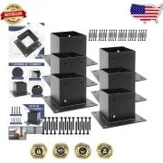 Versatile Heavy-Duty 4" x 4" Post Base - Complete Set with Screws - Black Coated