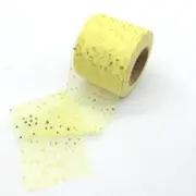 Gold Star Yellow Mesh Organza Ribbon Roll