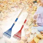 2 Pieces Leaf Rake with Long Handle Garden Rake for Flower Beds Yard Lawns