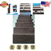 Set of 15 9"x36" Non-Slip Carpet Stair Treads - Machine Washable & Pet Friendly