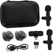 HYTROVE Dual Interface Lapel Microphone Smart Noise Reduction Compact Clip-on Mic for Interviews Type-c Usb Includes Storage Case