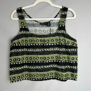 Tahari Womens green Aztec Print Cropped Tank Top Size M NWT Beach Vacation