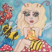 Bumble Bee Faery Collectible Art Print 11x14 Signed Artist KSams Fairy Big Eyes