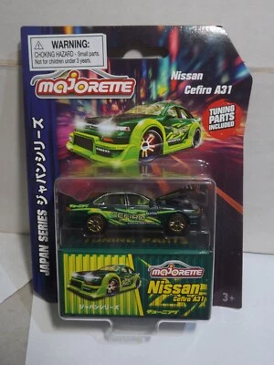 Majorette Green Nissan Cefiro A31 Japan Series Tuning Parts Included 1/64 Scale