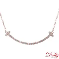 在飛比找momo購物網優惠-【DOLLY】0.35克拉 輕珠寶14K玫瑰金微笑鑽石項鍊