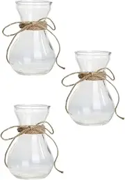 Totority 3Pcs Transparent Glass Vase Decorative Flower Container for Hydroponics Simple Style Tabletop Planter for Weddings Parties and Home Decor