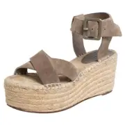 NWB Celine Criss Cross Suede Platform Espadrille Sandal Dark Beige EU 39/US 8.5