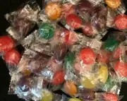 ASSORTED FRUIT Flavors Hard Candy- Button Candy - 5 FLAVORS- (BULK 50 PIECES)