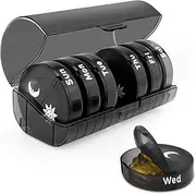 Pill Organizer 2 Times a Day, Weekly AM PM Pill Box, Large Capacity 7 Days 14 Compartments Detachable Pill Box, Portable Storage Pill Rack (black)
