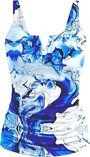 [Dipinon] Women Tankini Bathing Suit Tops for Women Tankini Tops Only Tummy Control Swim Tops Plus Size