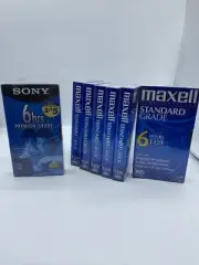 MAXELL Standard Grade VHS Video Cassette Blank Tapes T-120 New Sealed 6 & 1 Sony