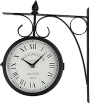 Outdoor Garden Wall Clock, Antique Double-Sided Iron Wall Watch Wall Clock 31 * 38 * 9cm, Indoor Simple Clock Decoration for Living Room, Swimming Pool, Wall, Terrace