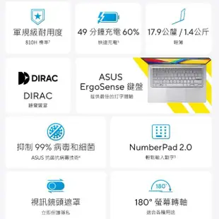 【ASUS 華碩】14吋13代i5輕薄16G筆電-蜜誘金(VivoBook X1404VA/i5-1335U 十核心/16G/512G SSD/W11)