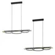 Boyal LED Pendant Light 3Lt in Black/Rustic Wood or Black/Natural Wood