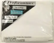 Springs VTG Performance Twilite twin flat sheet No Iron 124 thread count WHITE