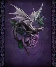 Dragon Beauty Purple Rose Silk Touch Queen Size Plush Blanket 79x94 Anne Stokes