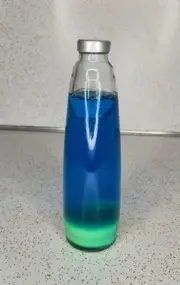 Lava Lamp Replacement Liquid Bottle Blue Liquid Yellow Wax 8" Flat Bottom New