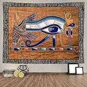 Ine Ive Egyptian Horus Eye Tapestry Ancient Egyptian Tapestry Gods Pharaohs Hieroglyphic Flannel Fabric Wide 80*60 Wall Tapestry, Background for Living Room and Bedroom Decoration GTLMIE1032