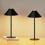 2 Pack Cordless Table Lamp, 5000mAh Rechargeable Battery Operated Lamp, 3 Colors Stepless Dimming, Portable LED Desk Lamp for Restaurant/Bedroom/Bars/Cafe/Outdoor Party/Camping/Terrace Night Light