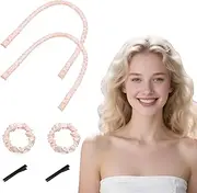 Flomiara Heatless Curlers Headband, Heatless Curls Set No Heat Overnight for Women Girls DIY Hair Styling, Effortless Heatless Curls Rod, Comfortable for Long Short Wavy All Hair Types, Pink