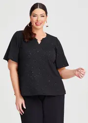 [Taking Shape] Taking Shape Twinkle Knit Party Top Size 16 in Black / Multi - Plus Size Women's Tops & T Shirts Black / Multi