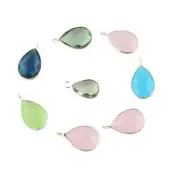Chalcedony Hydro Quartz Silver Plated DIY Single Bail Connector Lot of 8 Pcs