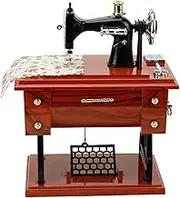 Generic Vintage Style Sewing Machine Music Box Mini Decorative for Desk Ornament