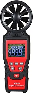Handheld Anemometer Digital Wind Speed Meter with USB, LCD Color Display Measures Wind Speed Humidity Temperature, Air Flow Volume, Dew Point Temperature for HVAC Vents, Boat Sailing, Shooting HT625B