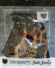 2 PC Pack Face Mask & Chain Set ( Black, Leopard )