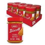Lotus Biscoff Cookie Butter Spread Creamy non GMO + Vegan 14.1 oz Pack of 8