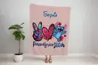 Peace Love Stitch Blanket, Disney Blanket, Custom Name Blanket, Stitch Blanket