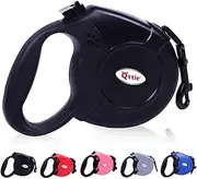 Qttie 8M Retractable Dog Leash, Hands Free Long Dog Lead,Heavy Duty Dog Walking Leash for Dog, Cat up to 40 kg, 360° Tangle-Free Strong Nylon Tape, Anti-Slip Handle, Brake,Pause,Lock Black