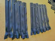 BULK BUY 15 ZIPS 15 cm blue/grey