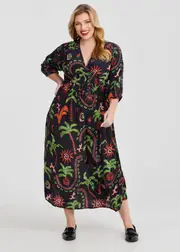 [TS] Taking Shape Natural Paradise Jungle Dress Size 20 in Print, Viscose - Plus Size Women's Clothing Print