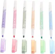 KAILIKETIY 6pcs Dual Tip Highlighter Pens Colored Journaling Markers with Comfortable Grip for Smooth Writing for Note Taking Document Marking and Art Projects