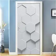 Door Stickers White Solid Geometric Figures DIY Self-Adhesive Door Sticker PVC Waterproof Door Mural Decor (Size : 95x215cm)