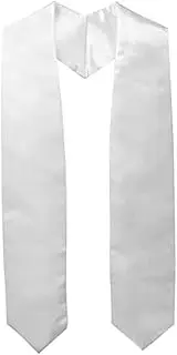 [KYEQATY] Graduation Stole Plain Graduation Honor Stole Shiny Stain Class of 2023 Sash 130cm Long White, White, One Size