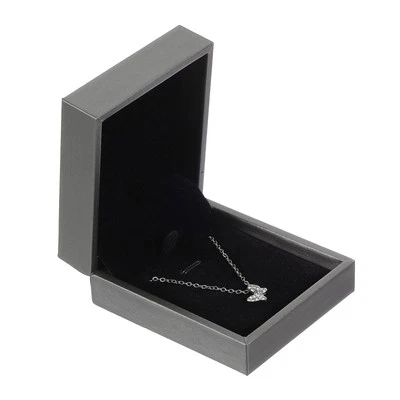 Leather Necklace Pendant Box Necklace Box for Jewelry Gift Grey